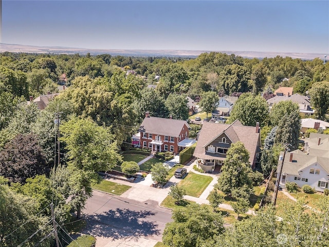 aerial view with a residential view and a forest view