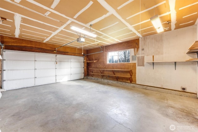 garage with a garage door opener