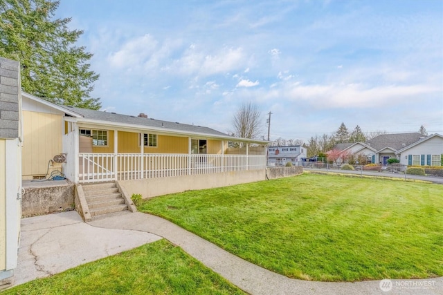 view of yard with a porch