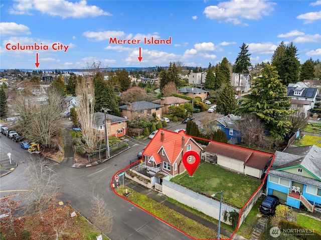 drone / aerial view featuring a residential view