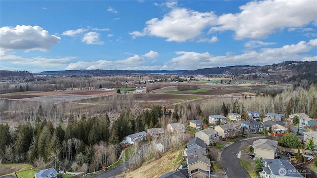 birds eye view of property with a residential view and a mountain view