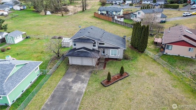 aerial view with a residential view