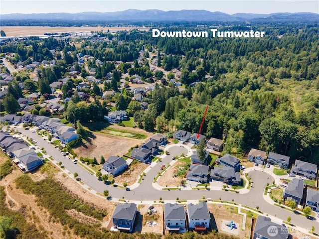 bird's eye view with a mountain view and a residential view