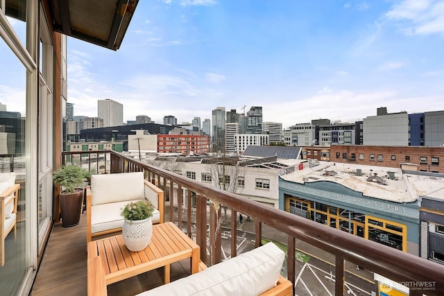 balcony with a view of city