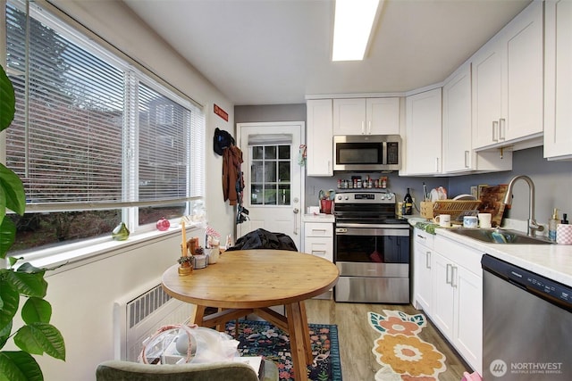 kitchen featuring sink, white cabinetry, and stainless steel appliances