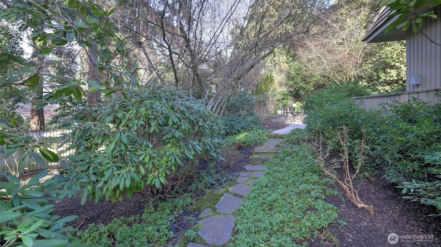 view of yard featuring fence