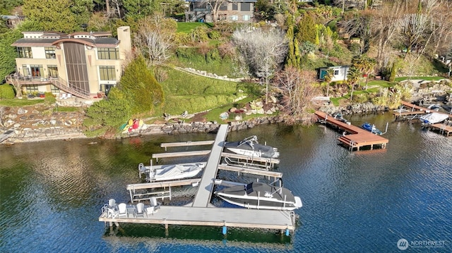 view of dock featuring a water view