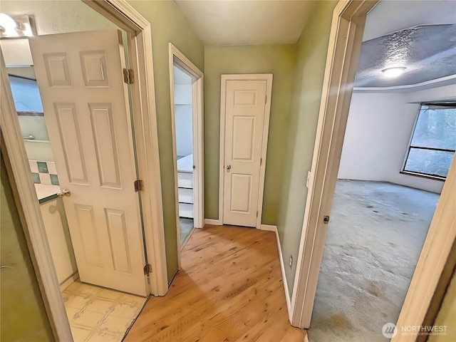 hallway with light wood-type flooring