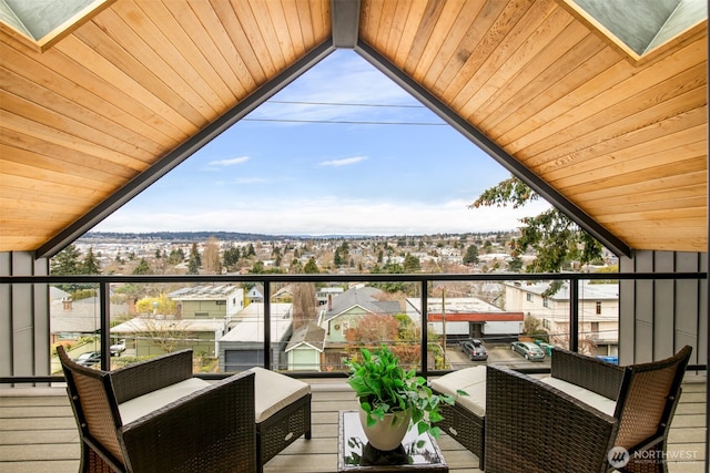 balcony featuring a residential view and outdoor lounge area