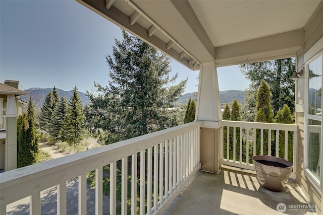 balcony with a mountain view