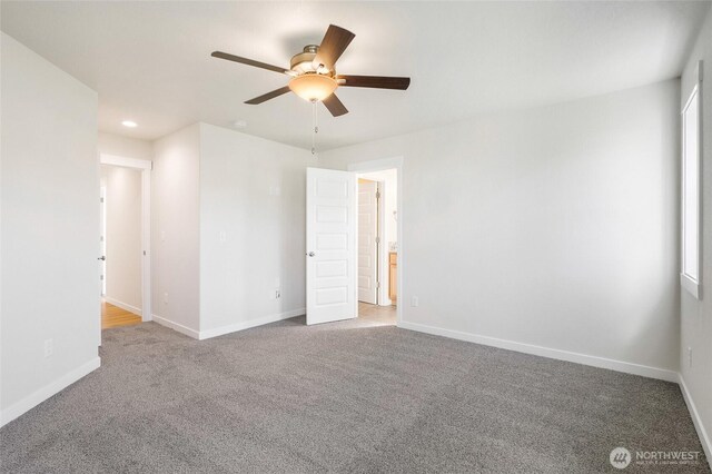 1138 8th Ave NE, Ephrata, WA 98823 - carpeted spare room with baseboards, recessed lighting, and ceiling fan