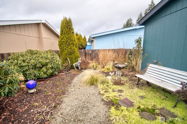 view of yard featuring fence