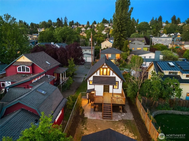 bird's eye view with a residential view