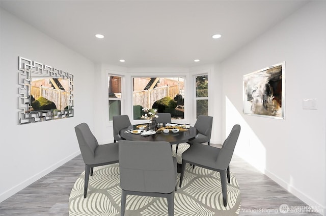 6201 53rd Street Ct W, University Place, WA 98467 - dining space with recessed lighting, baseboards, and wood finished floors