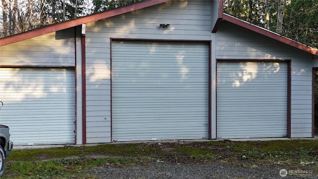 view of detached garage
