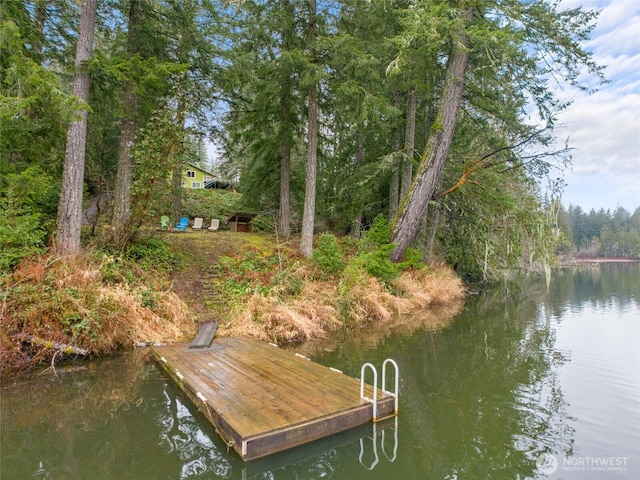 view of dock featuring a water view