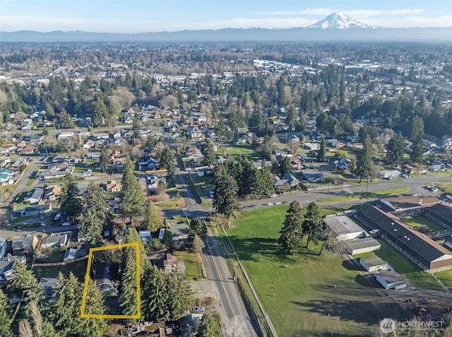 drone / aerial view with a mountain view