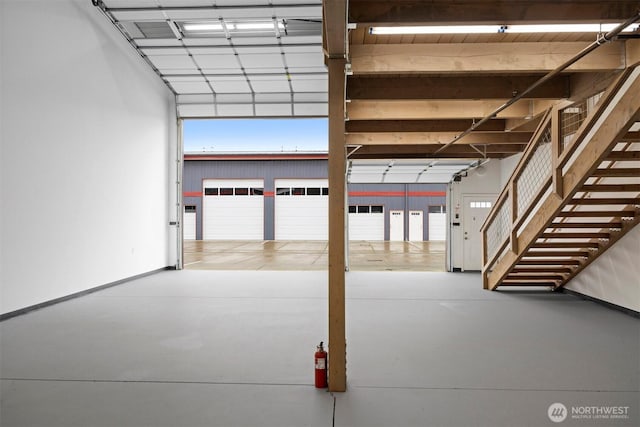 garage with baseboards