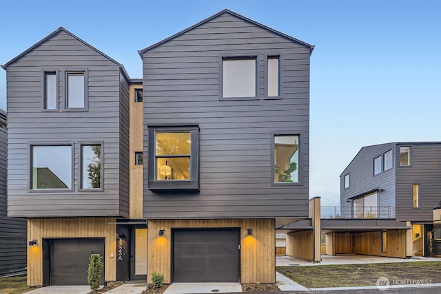 contemporary house featuring a garage