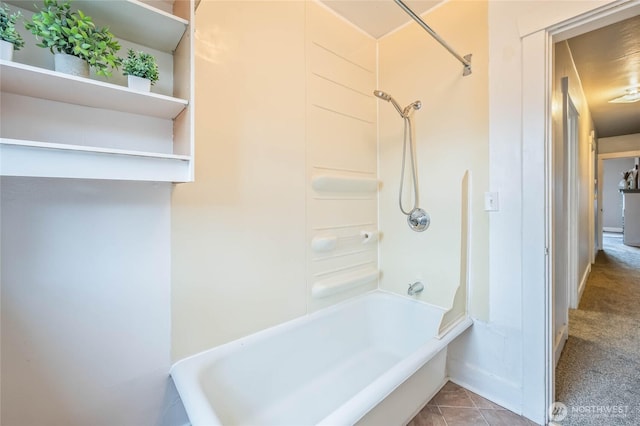 full bathroom with shower / bath combination and tile patterned floors