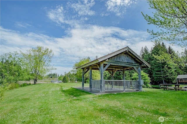 view of yard with a gazebo