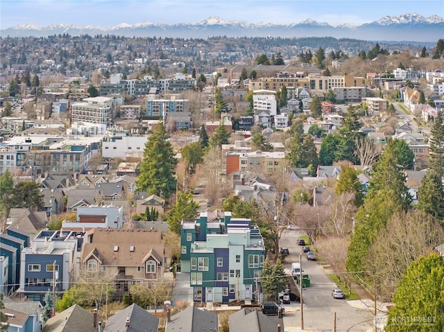 aerial view with a mountain view