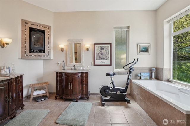 113 Northridge Dr, Ridgefield, WA 98642 - full bath featuring tile patterned floors, baseboards, a bath, and vanity
