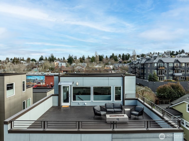 rear view of house with an outdoor hangout area