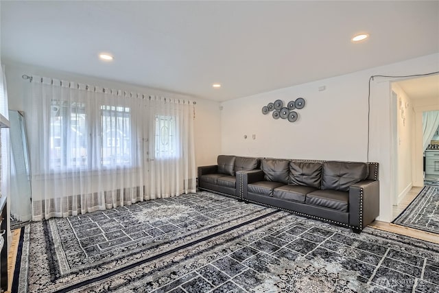 living area featuring recessed lighting