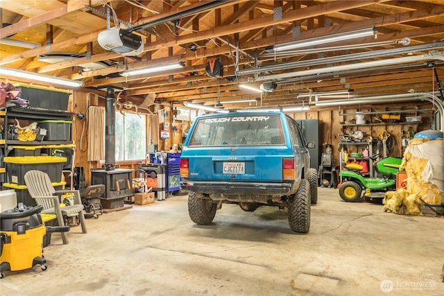 garage with a garage door opener