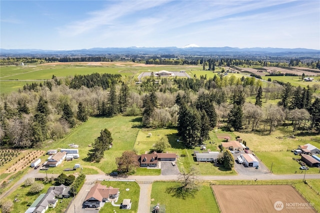 drone / aerial view featuring a mountain view