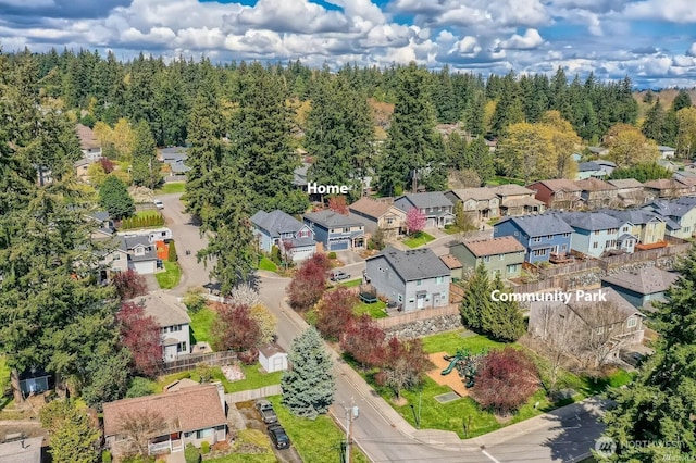 bird's eye view with a residential view