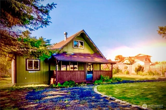 845 Schmid Rd, Grayland, WA 98547 - back of property at dusk with covered porch