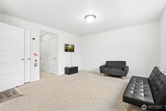 sitting room with light carpet