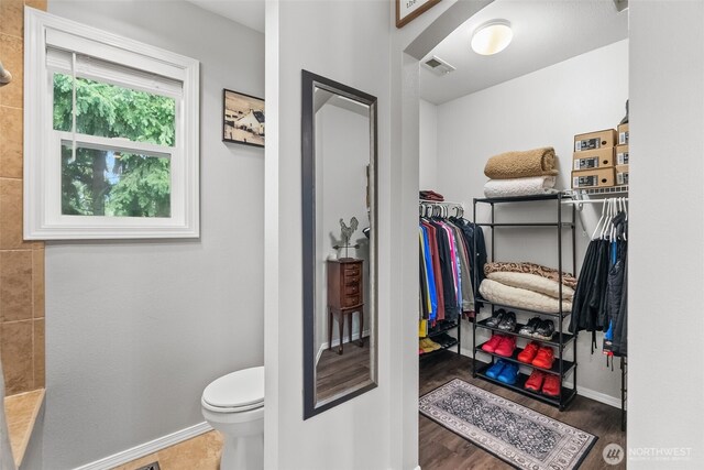 spacious closet with visible vents