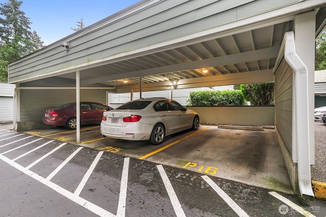 view of covered parking lot