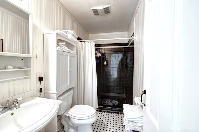 34800 J Pl, Ocean Park, WA 98640 - full bathroom with toilet, a stall shower, a sink, and visible vents