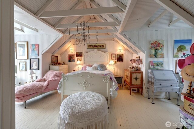 34800 J Pl, Ocean Park, WA 98640 - bedroom with vaulted ceiling with beams and wood-type flooring