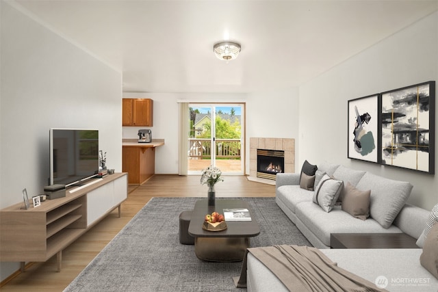 3802 Carpenter St, Mount Vernon, WA 98274 - living area featuring light wood finished floors and a tiled fireplace