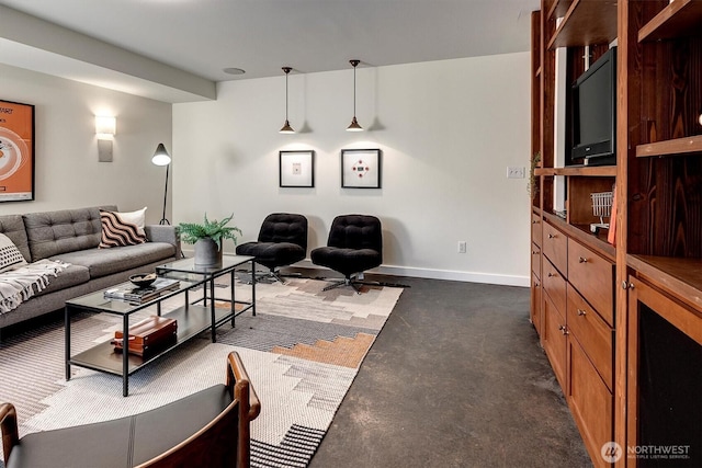 living room with baseboards