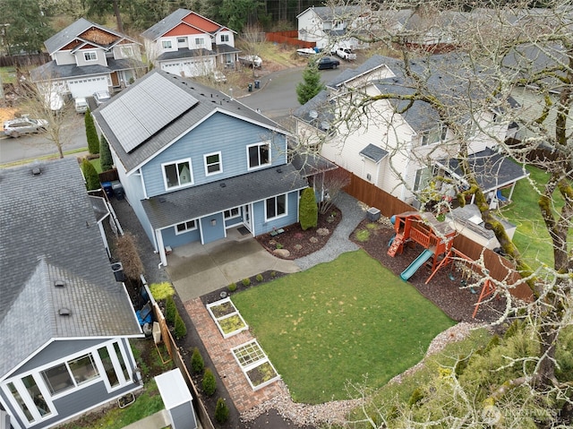 aerial view with a residential view