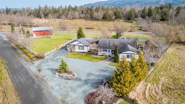 aerial view featuring a rural view