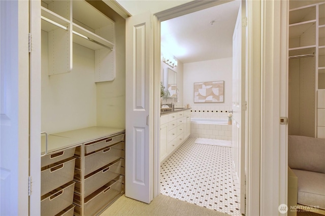 walk in closet with a sink