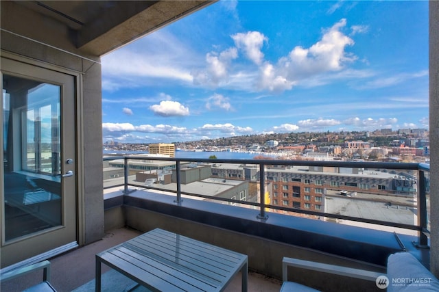 balcony featuring a city view