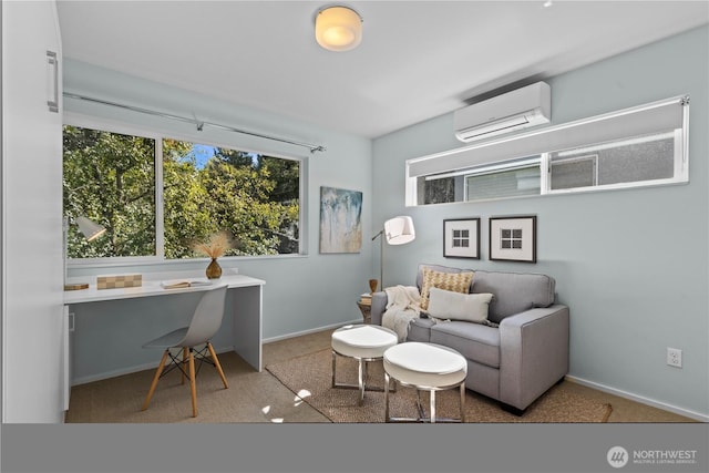 interior space with an AC wall unit and baseboards