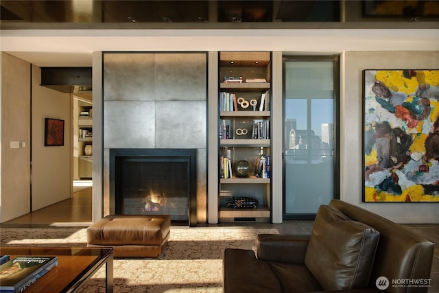 interior space with a fireplace