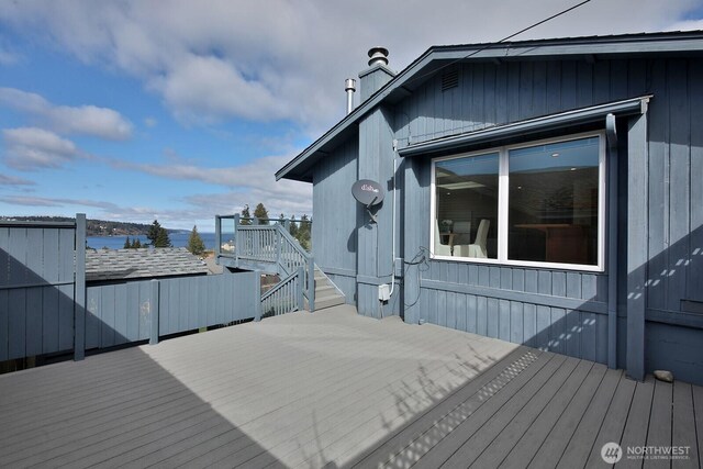 deck with a water view