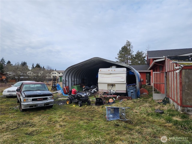 exterior space featuring a carport