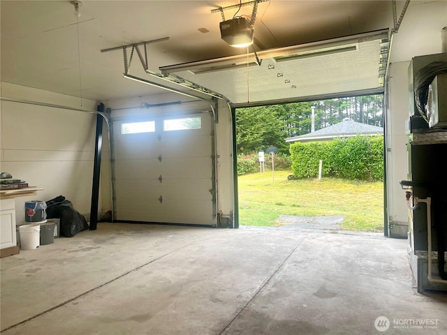 garage with a garage door opener