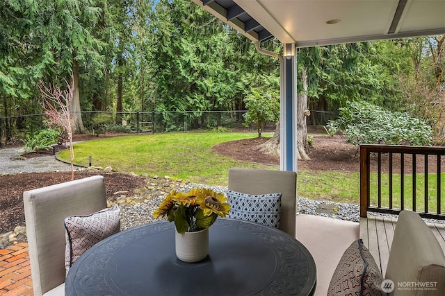 view of patio / terrace featuring outdoor dining space and a fenced backyard